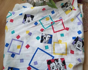 1990s Disney Mickey & Minnie Mouse Colorful Fitted Crib Sheet Canada Disney Babies Baby Bedding Linens Character Retro Geometric