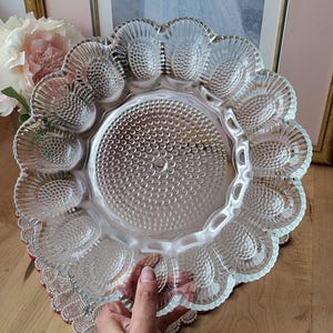 Vintage Indiana Glass Deviled Egg Tray~For 15 Deviled Eggs~Nice Vintage Condition~Minor Scratches~Egg Plate~Egg Dish