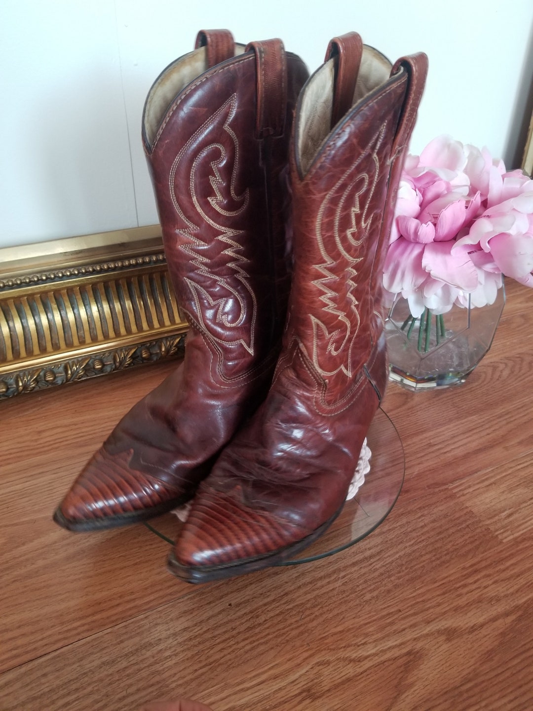 Vintage Cowboy Boots Made in Canada Brown Leather Etsy UK