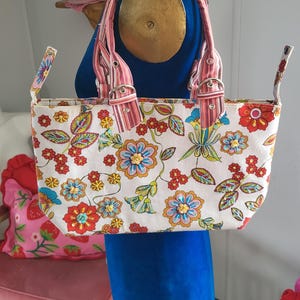 Vintage Y2K Rachel Stilvolle bedruckte Stoffhandtasche mit innerer Handytasche Bold 100% Cotton Handtasche Hippie Chic Boho