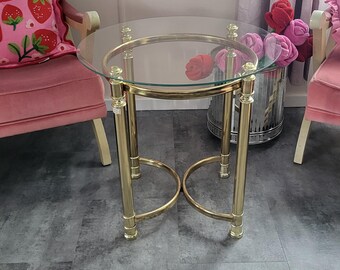 真鍮製サイドテーブル　ガラス　アンティーク 真鍮製サイドテーブル ガラス アンティーク 1970-80's ヴィンテージ