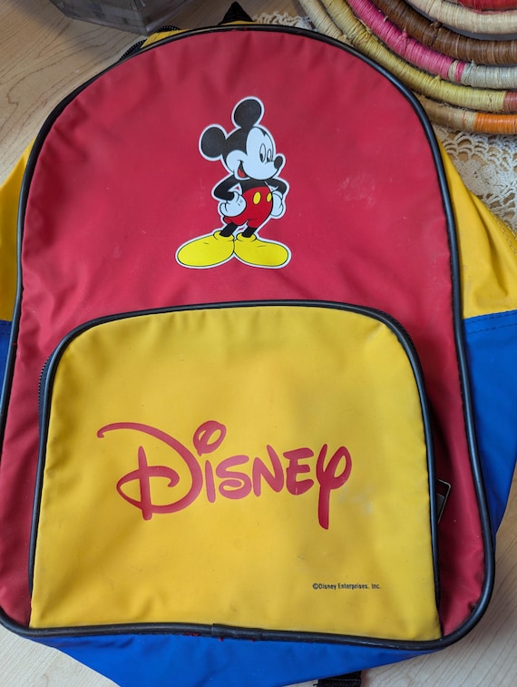 90s 古着　ディズニー　バックパック　刺繍　リュック　ミッキー　ビンテージ Disney ディズニーストア ミッキーマウス刺繍 バックパック
