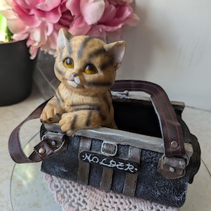 Jardinière vintage chat mignon dans un sac à main