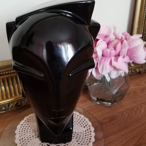 Statue Vintage Rare Art Déco Grande Tête Visage Années 80 Style Lindsey B