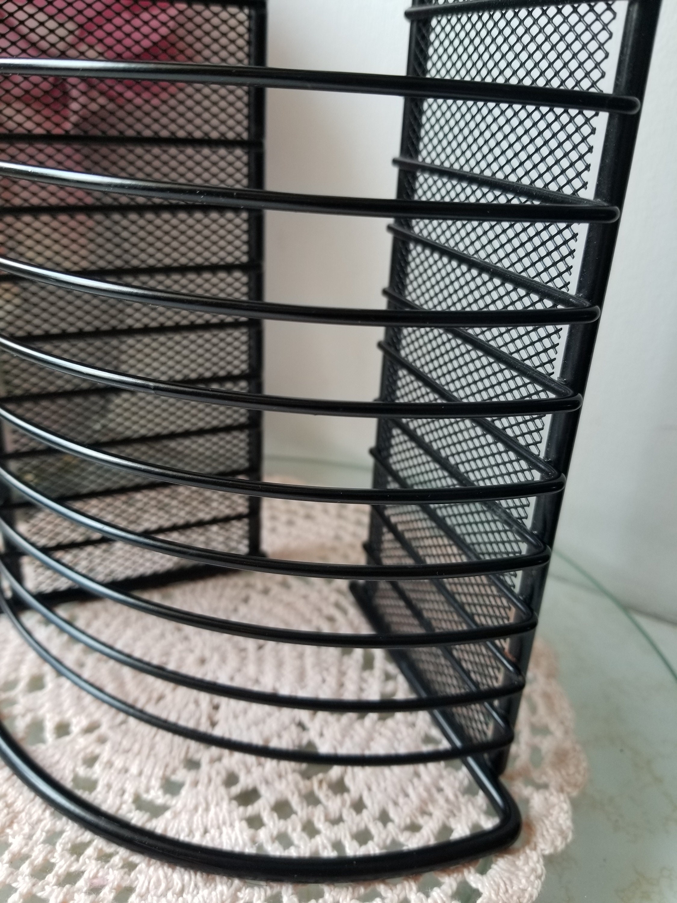Vintage 1990s Atlantic Metal CD Tower Rack 12” Holds 20 Black