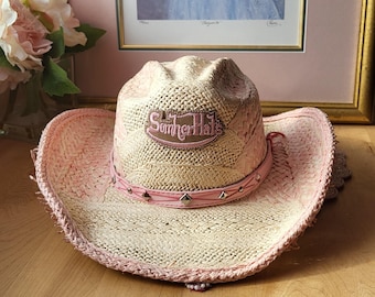 Hot Pink Straw Cowboy Hat With Unique Woven Designs and Pink  display picture 1