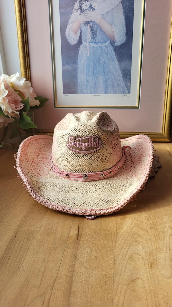 Vintage Som-her Cowboy Hat Western Hat Pink Purple Beige  display picture 3