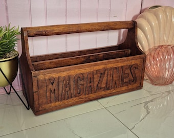 Vintage Wooden Magazine Holder l Magazine Rack l Made in Indonesia l Handcarved