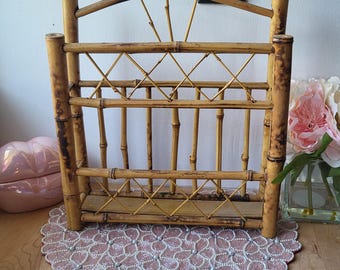Vintage Bamboo Lettermail Holder  - Desk Organizer - Bathroom Shelf - Wall Decor