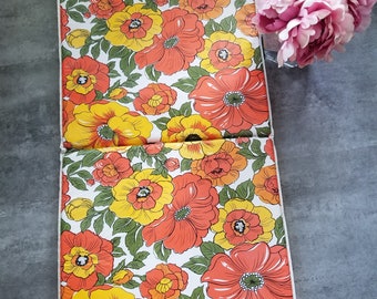 Vintage 1970er 1980er Vinyl Outdoor Sitz Stuhlkissen Floral Orange Movie Prop