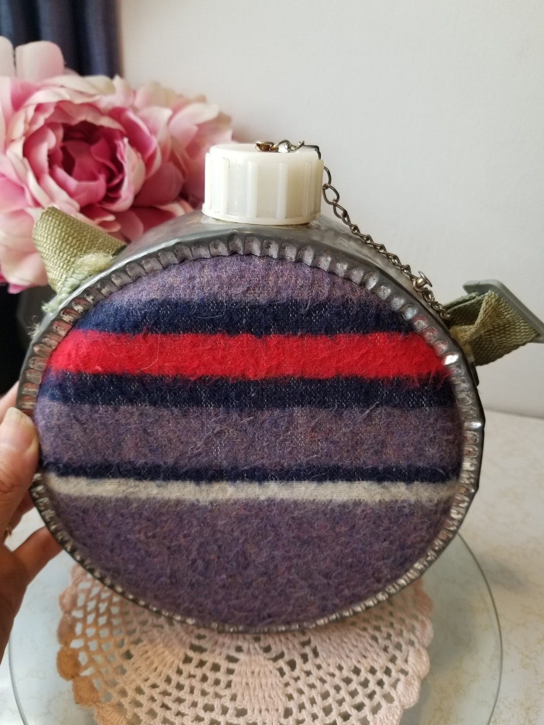 Water Canteen Vintage 70s Water Canteen Retro Water Canteen Striped ...