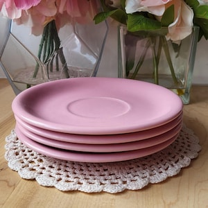 Vintage Set of 4 Pink Small Plates, Saucer, Underplate
