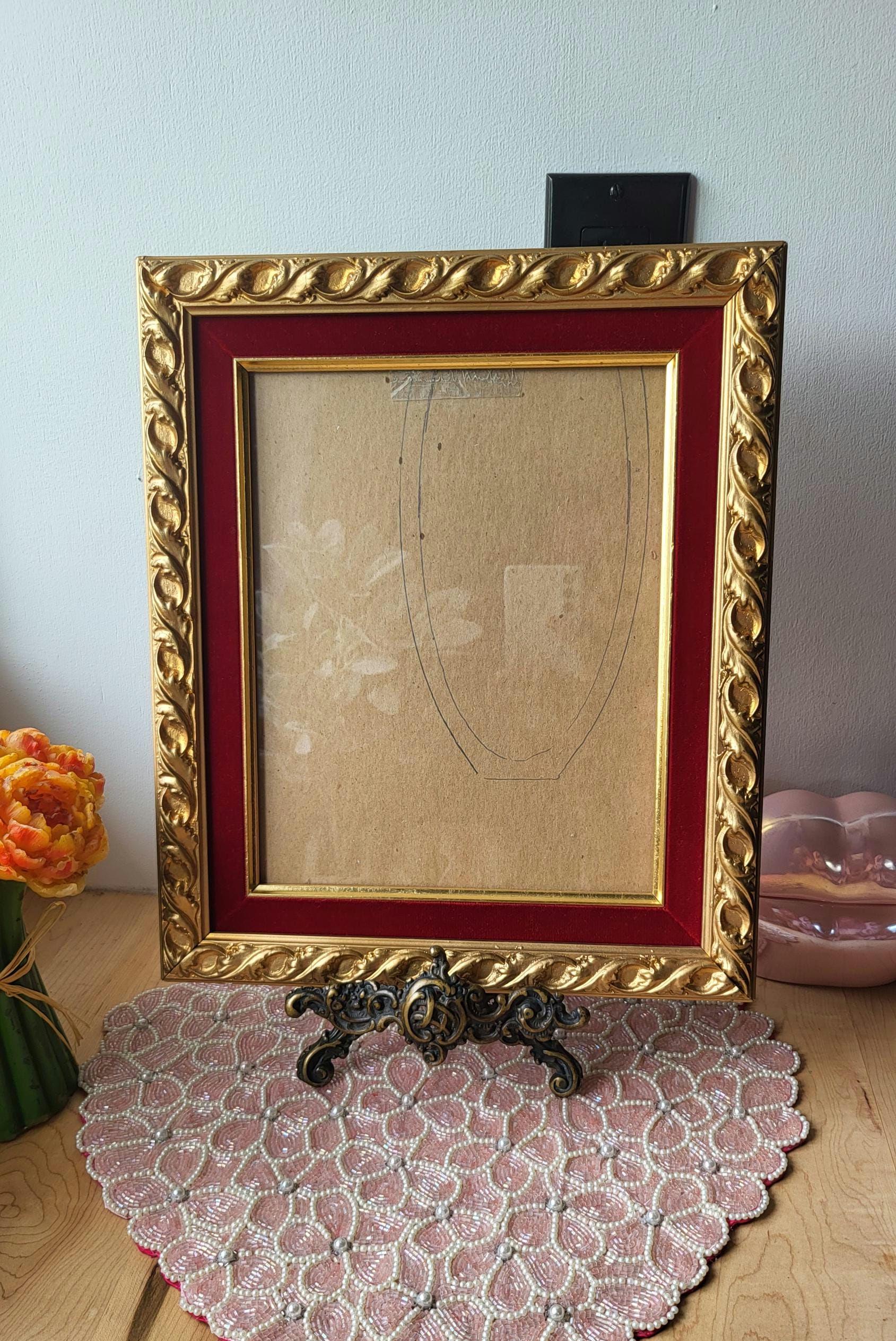 Vintage Wooden Gold With Red Velvet Ornate Deluxe Antique Frame