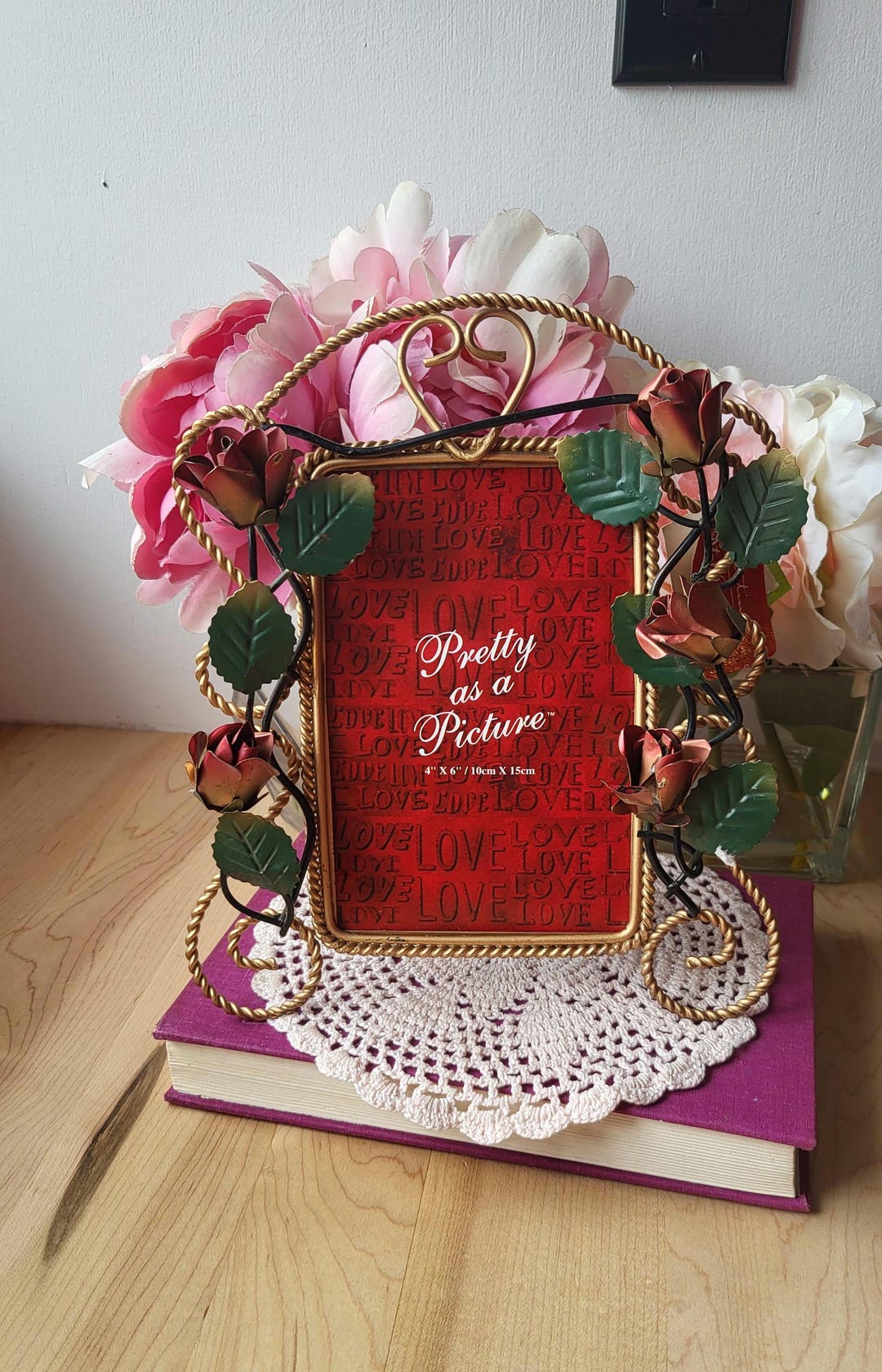 Ornate Picture Frame Gold Rope Metal 3D Rose Buds Floral Picture Frame ...