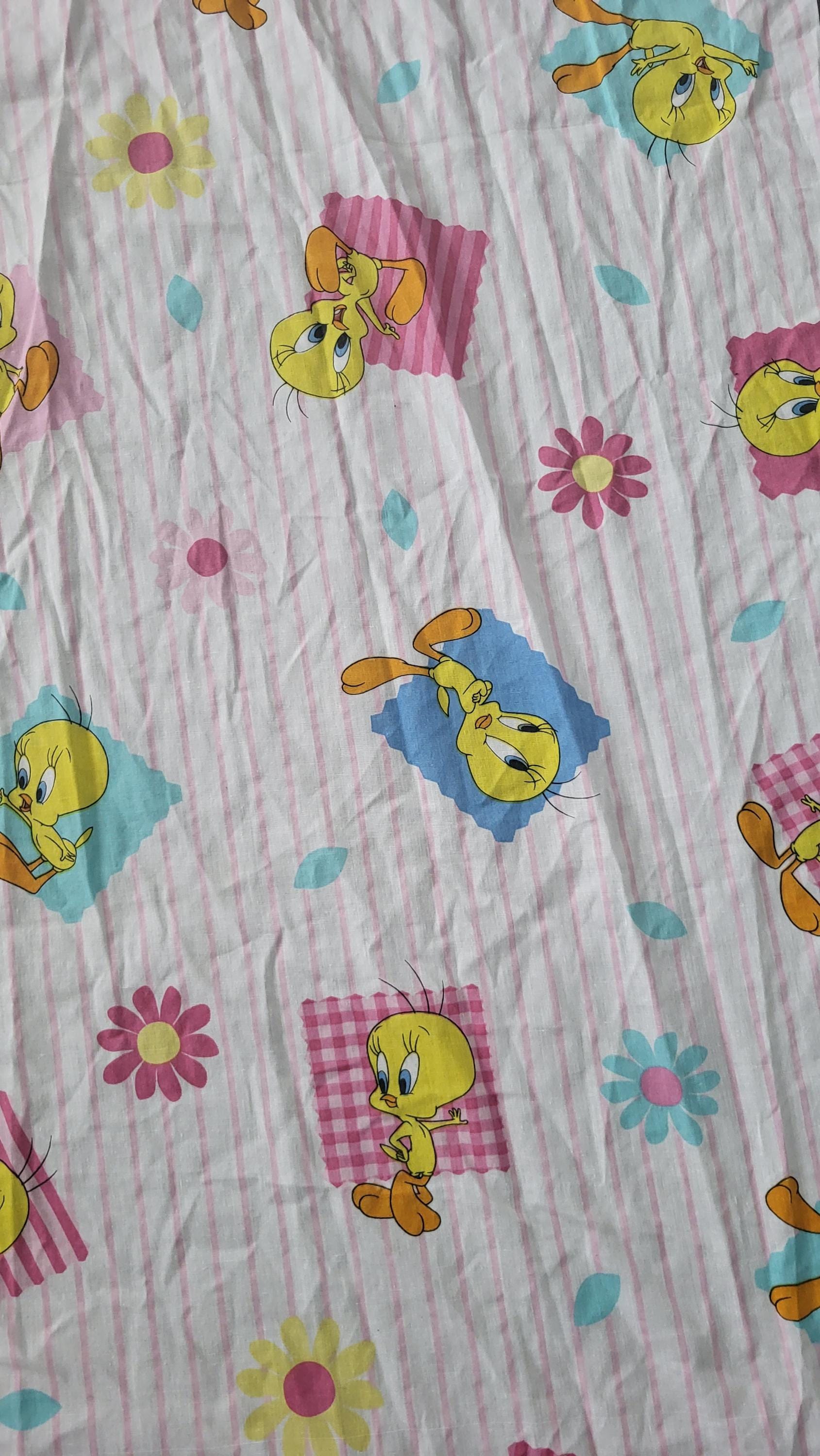 Rare Vintage Flat sheet Tweety & Sylvester Tom et Jerry Flat