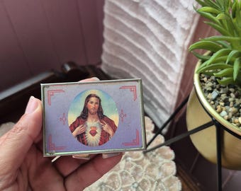 Vintage pillendoosje met het Heilig Hart van Jezus | Zakpillendoosje