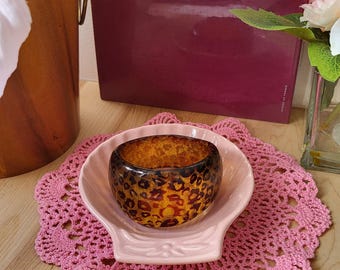 Vintage Y2K Extra Wide Lucite Bangle Chunky Asymmetrical Freeform Glitter Animal Print