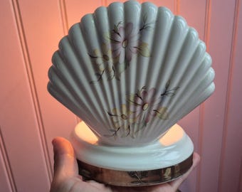 Vintage Night Lamp Sea Ceramic Table Lamp l Seashell-Shaped Tabletop Nightlight
