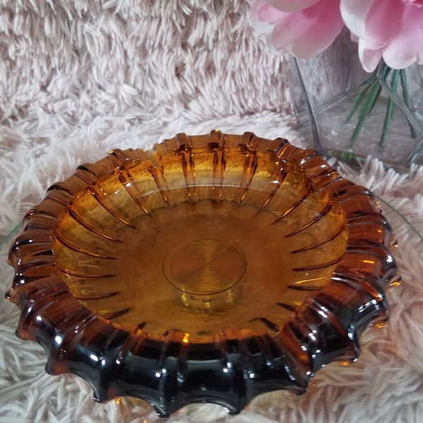 Large Amber Ashtray Etsy