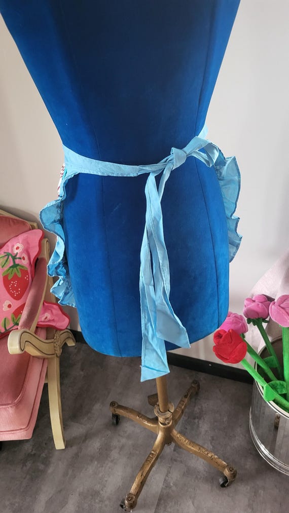 Vintage Patchwork Half Apron Mod Fabric Blue Colo… - image 5