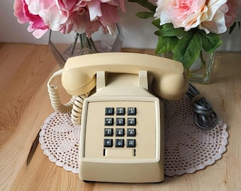 Vintage Phone Cream Northern Telecom Push Button Desk Telephone