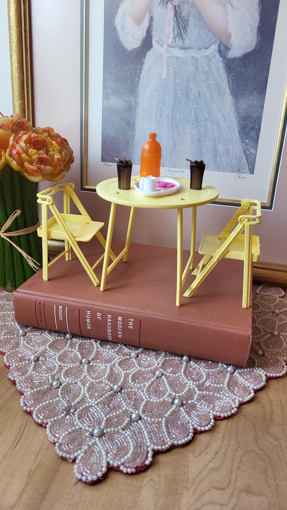 Vintage Barbie Yellow Plastic Folding Patio / Kitchen Table