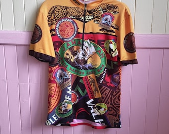 Vintage Sugoi Blend Cycling Jersey Coffee Cafe All Over Short Sleeve Large