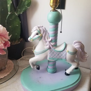 Vintage Keramik Karussell-Pferd-Lampe für Kinderzimmer