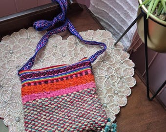 Vintage Medicine Bag Small For Rapeh or Macrame Handwoven Alpaca Wool Handwoven l Colorful l Artisan Handcrafted Little Purse