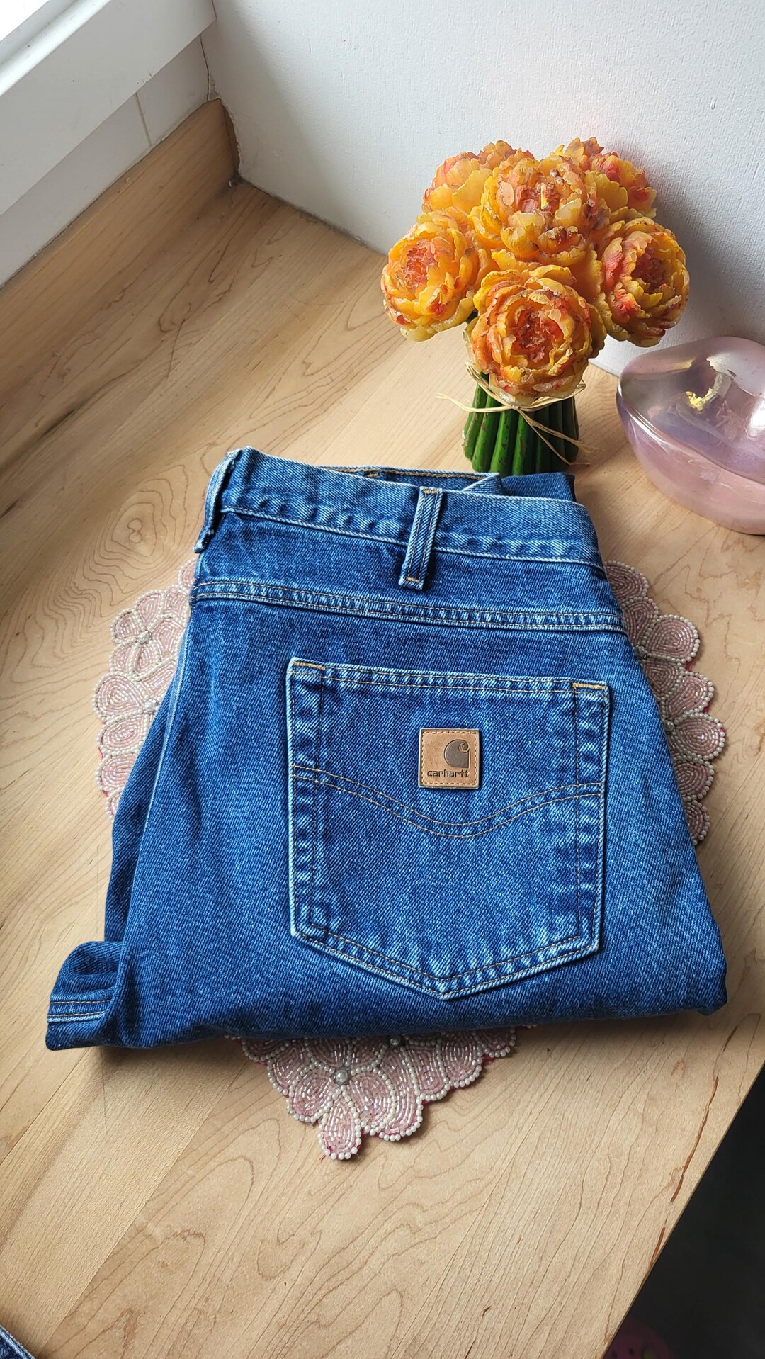 Vtg 1990s Carhartt Denim Jeans Pants Size 33 X 30 / 90s