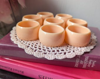 Vintage Set of 8 Napkin  Serviette Holders, Place Setting, Entertaining, Dining, 1890s, Art Deco, Peach Pink, Made in Hong Kong