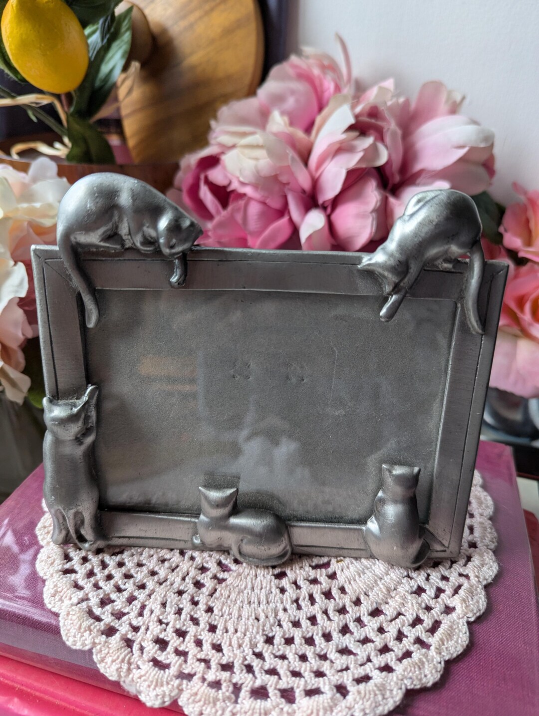 Vintage Pewter Cute 3D Cat Design Frame Photo Frame 5