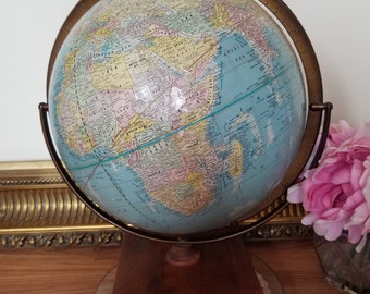 Vintage Cram's Scope-O-Sphere 12 Inch World Globe (No. 1-12 C73) - Textured Mountain Surface - Made In USA