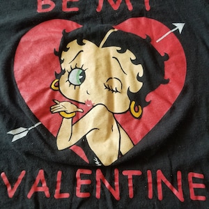 Maglietta Betty Boop Y2K Boom Box My Valentine Betty Taglia S Nero