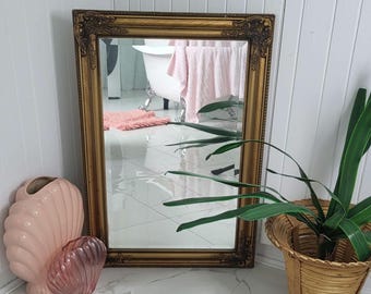 Grande specchio rettangolare da parete Vintage Gallery, dorato e decorato, stile francese vittoriano, country, rustico, 34" x 22"