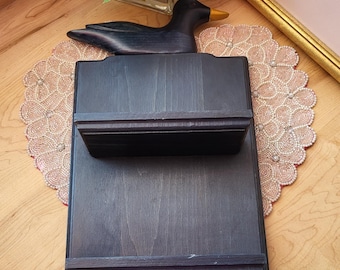 Vintage Wooden Spice Rack Duck Theme, Forest Blue Stained Wood, Country Home Storage