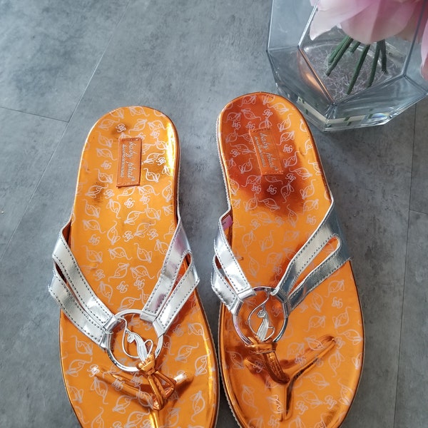 Vintage Y2K Baby Phat Sandals Orange & Silver by Kimona Flip Flops BabyPhat