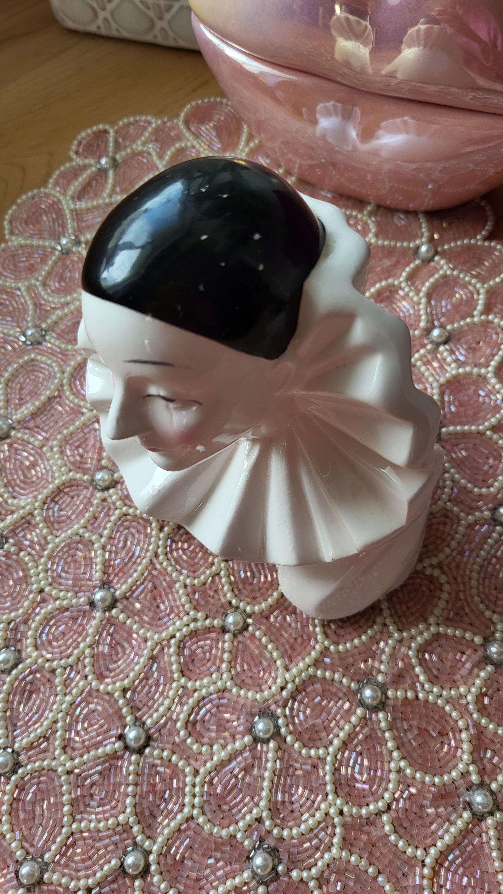 Buste porcelaine Pierrot Gourmand porte-sucettes + 40 sucettes
