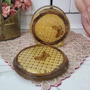 Vintage/MCM Wicker & Lucite Napkin Holder with Butterfly - made in Canada