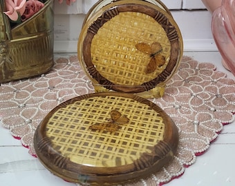 Portatovaglioli vintage/MCM in vimini e lucite con farfalla - prodotto in Canada