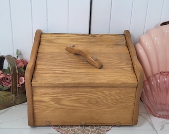 Scatola per il pane vintage in legno. Scatola per il pane vintage in legno massello / Decorazione da cucina in stile country - Organizzatore per utensili da cucina vintage