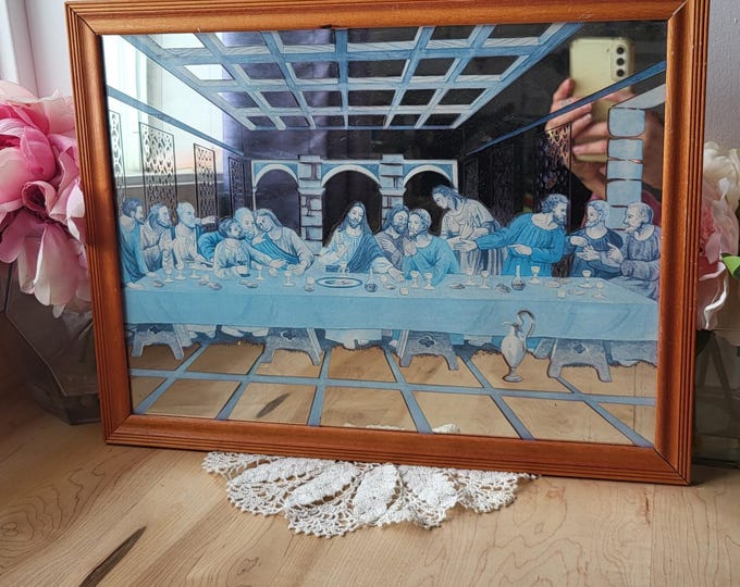 Vintage Rare Mirror With the Last Supper Jesus Religious Art Made in ...