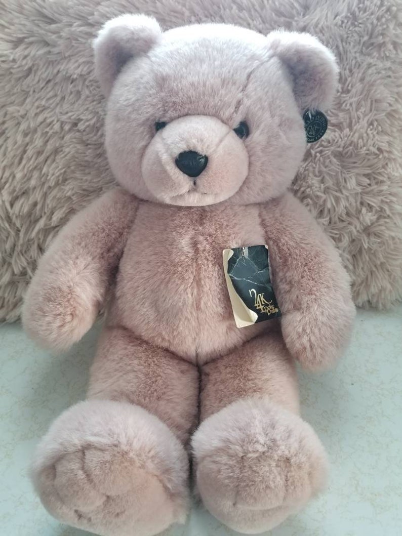 Rare ours en peluche rose vintage 24K neuf avec toutes les étiquettes image 1