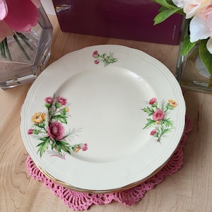 Alfred Meakin 1950&#39;s Flower Floral bord gemaakt in Engeland vervangende borden met gouden rand set van 4