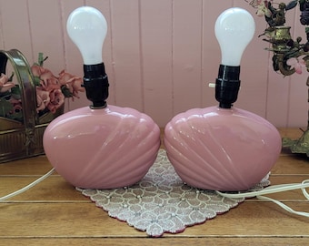 Vintage 80s, Table Lamp, Pink Ceramic, Pinks and Purples, Rainbow