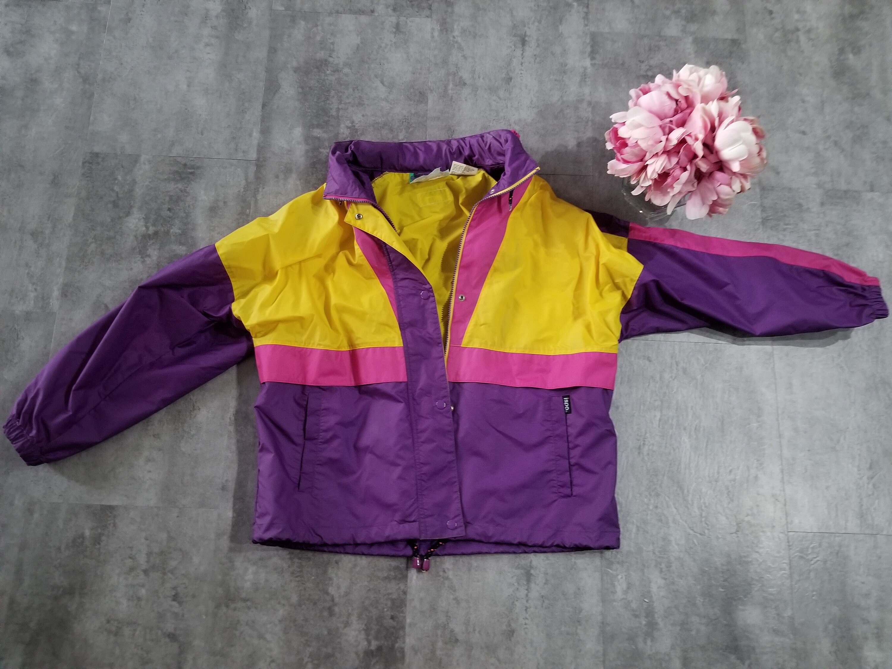 90 s ISPO Pink Purple Yellow Colorblock Zip Jacket Size M Wind Jacket Etsy Canada