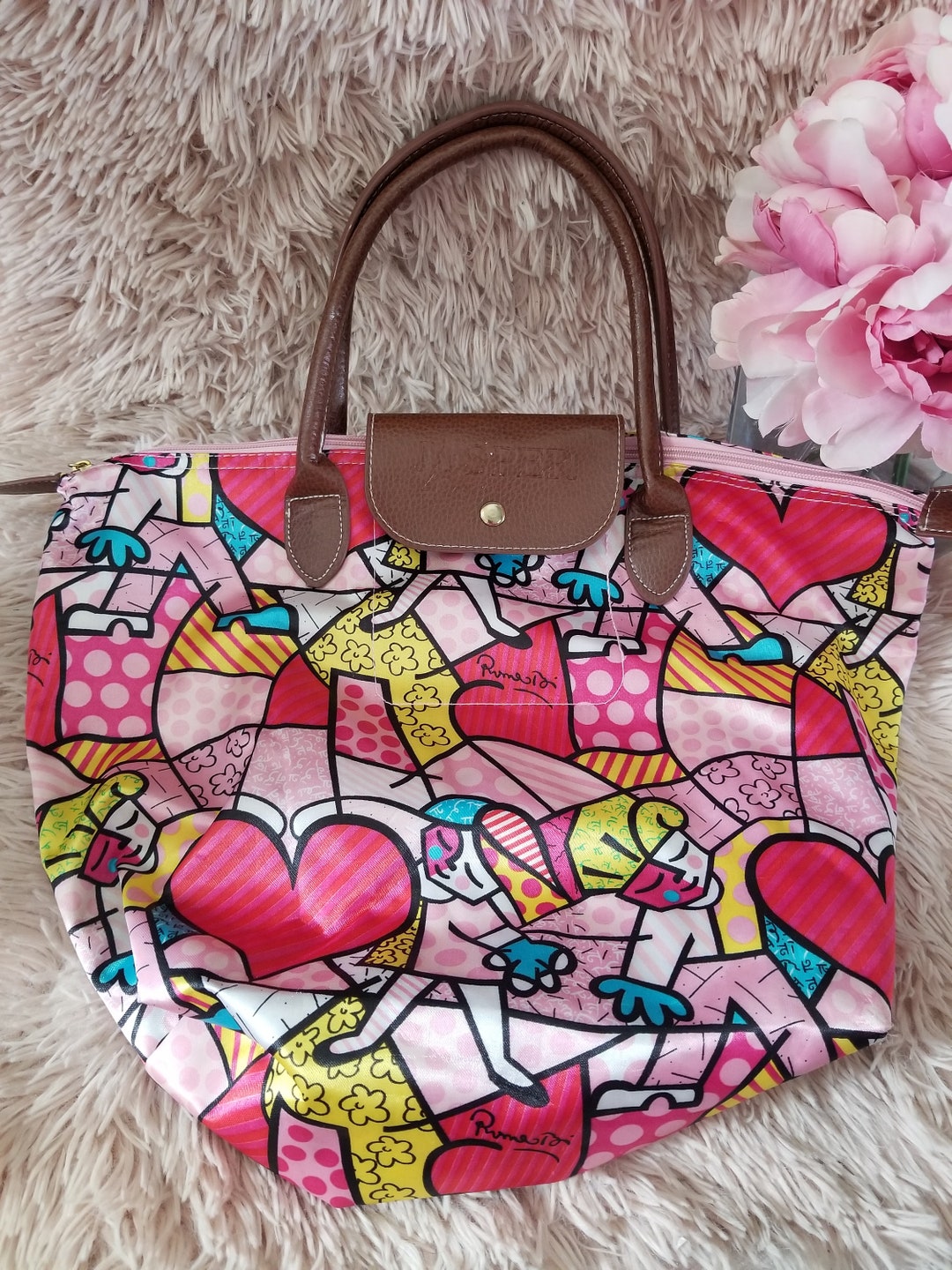Vintage Romero Britto Pink Silky Fabric Purse Handbag Jasper - Etsy