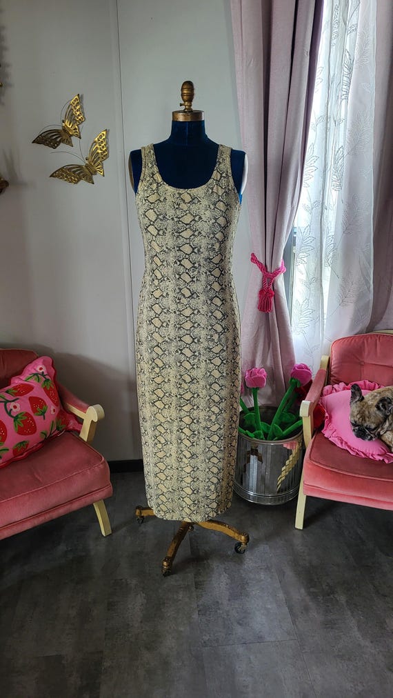 Vintage Y2K Snake Reptile Print Vintage 90s Long Formal Slip Dress Back  Slit Retro Formal by Joseph Ribkoff Size M. - Etsy Israel