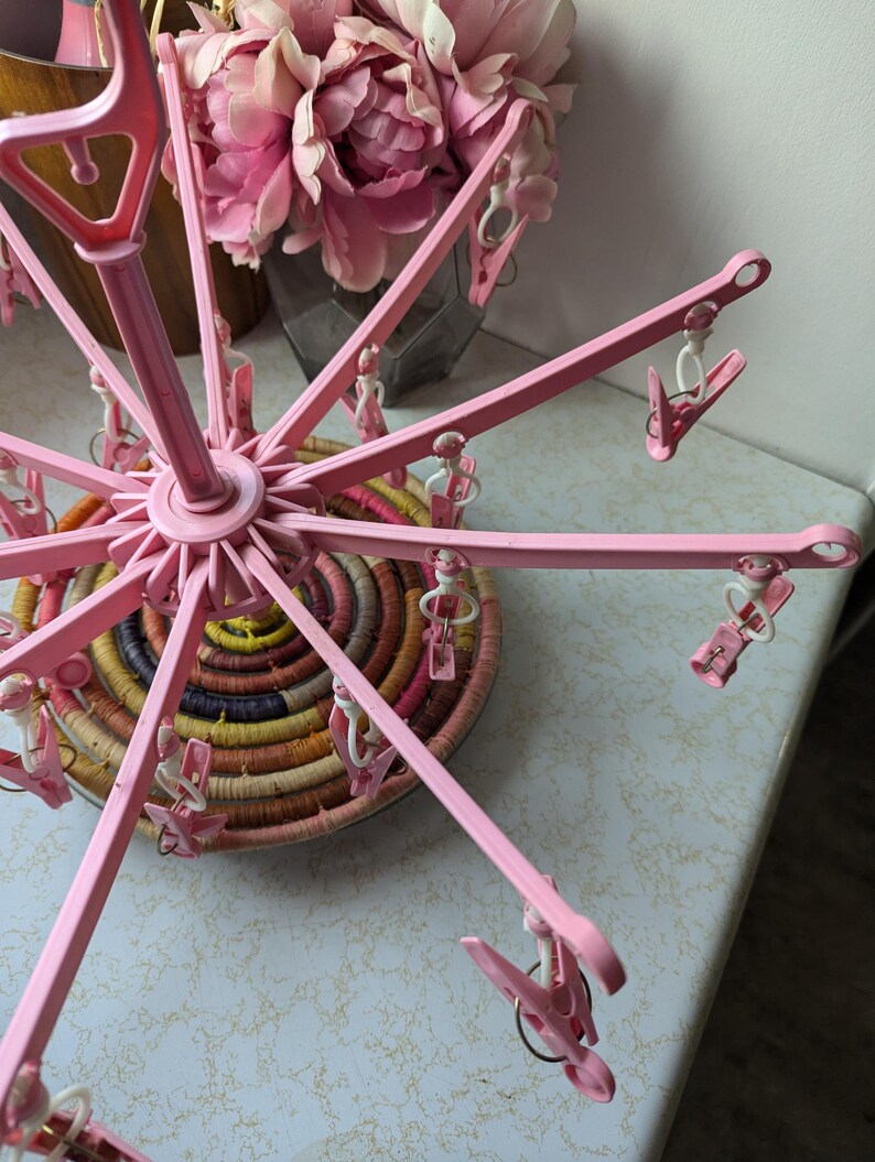 Vintage Pink Clothes Drying Rack Folding Collapsible Arms Laundry ...