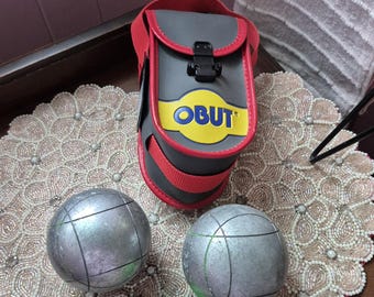 Vintage Obut Ball Set with Carry Case | Metal Petanque Balls | Outdoor Lawn Game | Travel Obut Set | Retro Sports Equipment